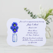 Blue Flowers Mason Jar Engagement Party Einladung (Stehend Vorderseite)