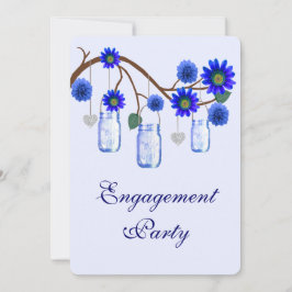 Blue Flowers Mason Jar Engagement Party Einladung