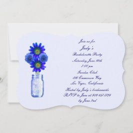 Blue Flowers Mason Jar Junggeselinnen-Abschied Ein Einladung