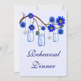 Blue Flowers Mason Jar Probe Abendessen Einladung