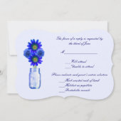 Blue Flowers Mason Jar Response Card Einladung (Vorderseite)
