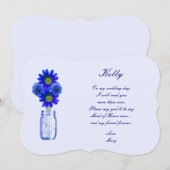 Blue Flowers Mason Jar Trauzeugin Card Einladung (Vorne/Hinten)