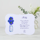 Blue Flowers Mason Jar Trauzeugin Card Einladung (Stehend Vorderseite)