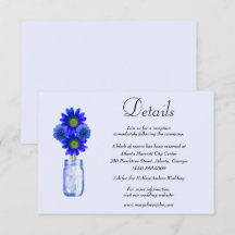Blue Flowers Mason Jar Wedding Details