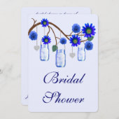 Blue Flowers Mason Jars Bridal Dusche Einladung (Vorne/Hinten)