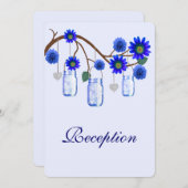 Blue Flowers Mason Jars Empfang Card Einladung (Vorne/Hinten)
