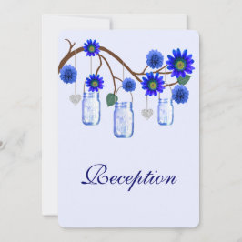 Blue Flowers Mason Jars Empfang Card Einladung