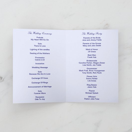 Blue Flowers Mason Jars Programmkarte Programm (Innenseite)