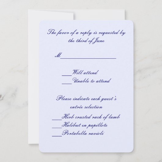 Blue Flowers Mason Jars Response Card Einladung (Rückseite)