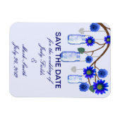 Blue Flowers Mason Jars speichern das Date Magnet (Horizontal)