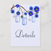 Blue Flowers Mason Jars Wedding Details Begleitkarte (Vorderseite)