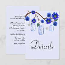 Blue Flowers Mason Jars Wedding Details