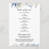 Blue Flowers Memorial Funeral Order of Service Programm (Rückseite)