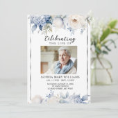 Blue Flowers Memorial Funeral Order of Service Programm (Stehend Vorderseite)