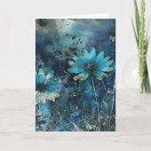 Blue Flowers Mixed Media Geburtstag Karte (Vorderseite)