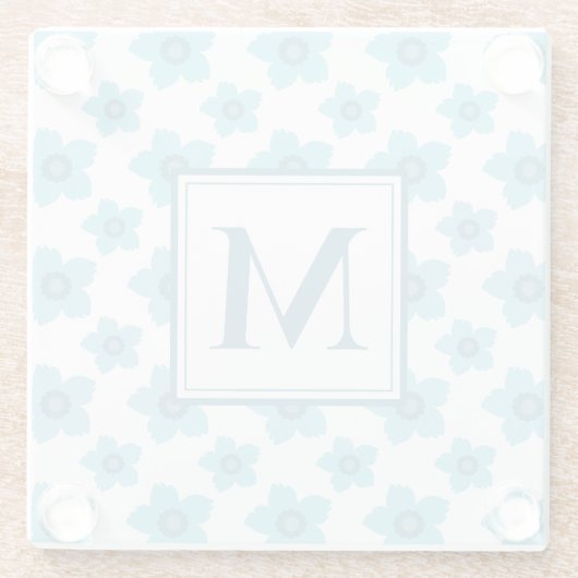 Blue Flowers Monogram Glasuntersetzer (Rückseite)