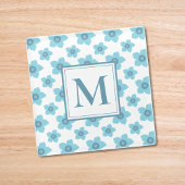 Blue Flowers Monogram Glasuntersetzer