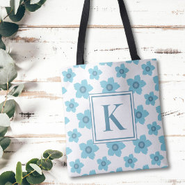 Blue Flowers Monogram Tasche