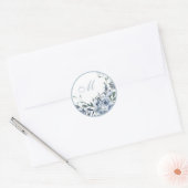 Blue Flowers Monogram Wedding Umschlag Aufkleber (Umschlag)