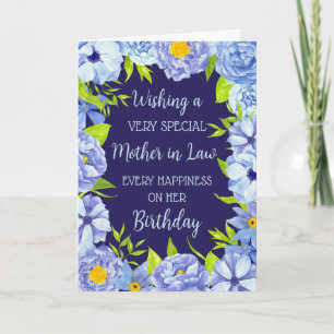 Blue Flowers Mutter im Law Birthday Card Karte