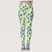 Blue Flowers on Yellow Leggings (Vorderseite)