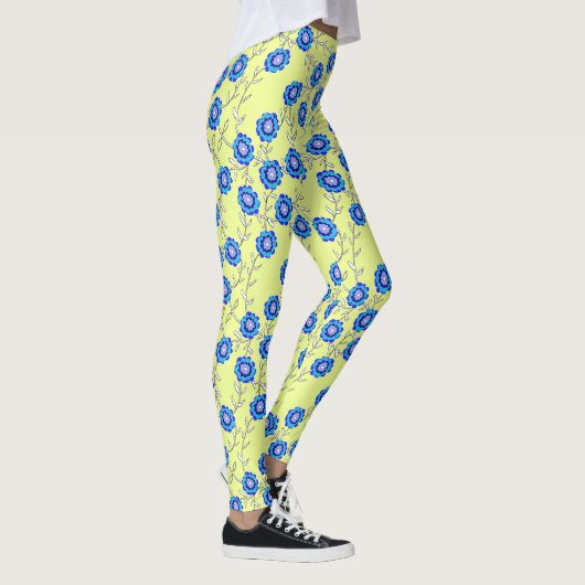 Blue Flowers on Yellow Leggings (Rechts)