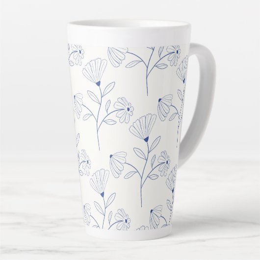 Blue flowers outline drawing in ink  milchtasse (Rechte Ecke)