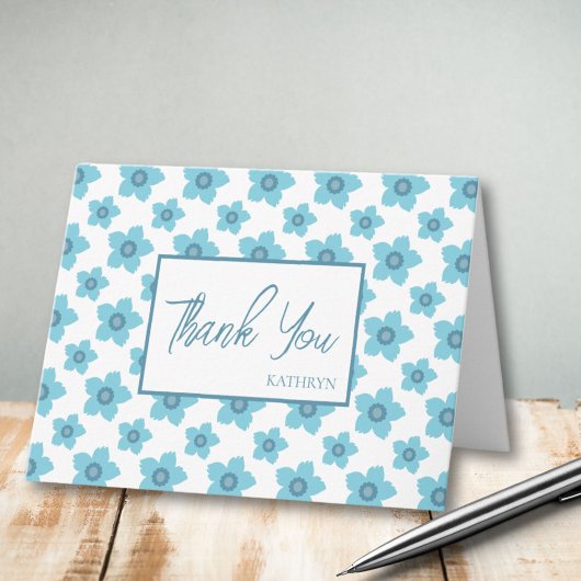 Blue Flowers Personalisiert Vielen Dank