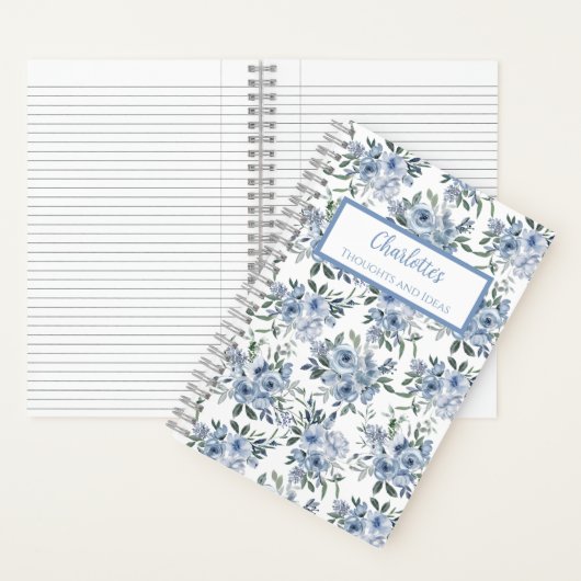 Blue Flowers Personalized Journal Notebook Notizblock (Innen)