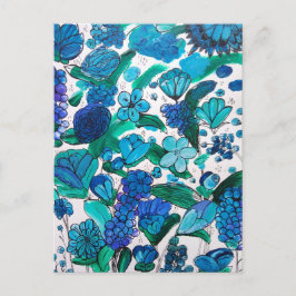 Blue Flowers Postcard Postkarte