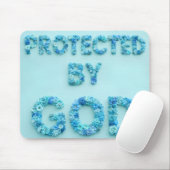 blue flowers protected by god christian faith mousepad (Mit Mouse)