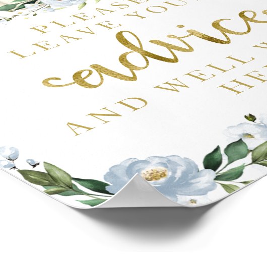 Blue Flowers Pumpkin Baby Shower Ratschläge Unters Poster (Ecke)