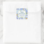 Blue Flowers Retirement Gastgeschenk Tag Quadratischer Aufkleber (Tasche)