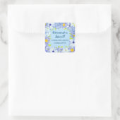 Blue Flowers Retirement Gastgeschenk Tag Quadratischer Aufkleber (Tasche)