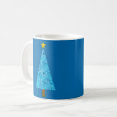 Blue Flowers Retro Moderner Weihnachtsbaum Kaffeetasse (Vorderseite Links)