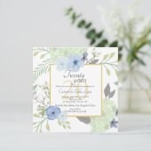 Blue Flowers Square Einladung (Stehend Vorderseite)