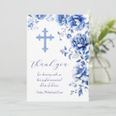 Blue Flowers Taufe Vielen Dank Karte (Stehend Vorderseite)