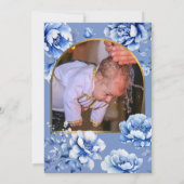 Blue Flowers Taufe Vielen Dank Karte (Rückseite)