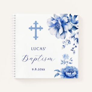 Blue Flowers Taufen Gästebuch Notizblock