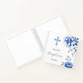 Blue Flowers Taufen Gästebuch Notizblock (Innenseite)