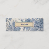 Blue Flowers Toile de Jouy Ihr Name Mini-Lesezeich Mini Visitenkarte (Vorderseite)