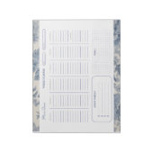 Blue Flowers Toile de Jouy Weekly Planner Notizblock (Rotiert)