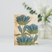 Blue Flowers Vintage Wedding Postkarte (Stehend Vorderseite)
