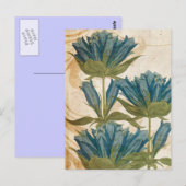 Blue Flowers Vintage Wedding Postkarte (Vorne/Hinten)