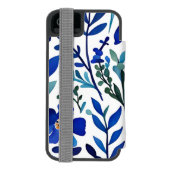 Blue Flowers Watercolor Art Pattern Incipio iPhone Geldbeutel-Hülle (Folio Rückseite)