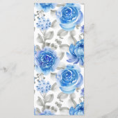 Blue Flowers Wedding Brautparty Menu Menükarte (Rückseite)