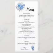 Blue Flowers Wedding Brautparty Menu Menükarte (Vorderseite)