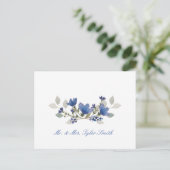 Blue Flowers Wedding Vielen Dank Postcard Postkarte (Stehend Vorderseite)