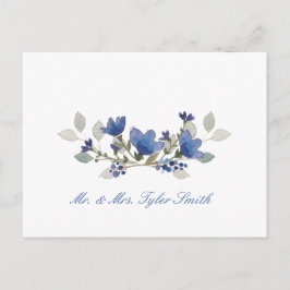 Blue Flowers Wedding Vielen Dank Postcard Postkarte