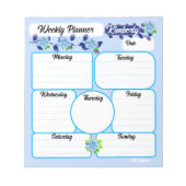 Blue Flowers Weekekly Planner Notepad Notizblock (Vorderseite)